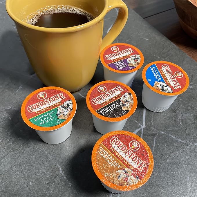 Cold Stone Creamery Beverages Coffee Pods Compatible with K Cup Brewers Including 2.0 - Ice Cream Flavored Assorted Variety Pack, 40 Count