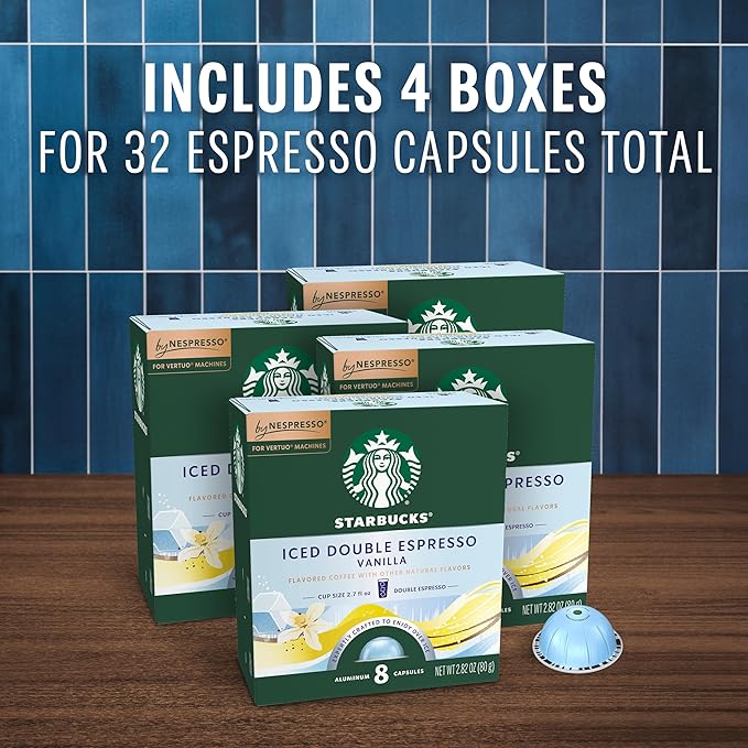 Starbucks by Nespresso Vertuo, Iced Vanilla, 32-count Coffee Pods, Brews 2.7 oz.