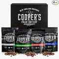 Bourbon & Whiskey Barrel Aged Coffee Box Set with Four Whole Bean Single Origin Coffees (Colombia, Sumatra, Ethiopia, Rwanda) Premium Small-Batch Gourmet Roasted Coffee Gift (Pack or 4)
