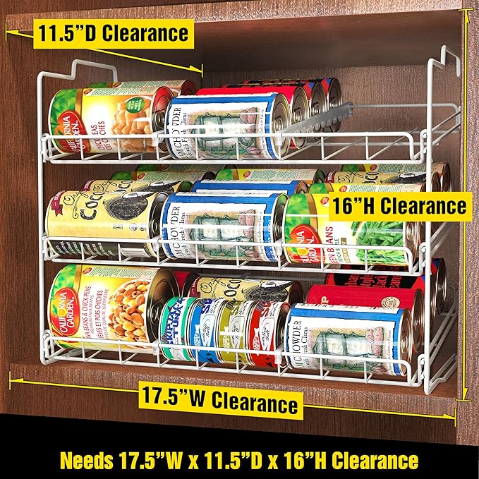 Deco Brothers Stackable Can Rack Organizer for Kitchen and Pantry, Holds Up to 36 Cans, White