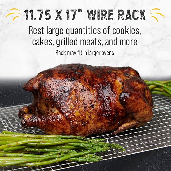 Checkered Chef Cooling Rack for Cooking and Baking - 11 ¾" x 17 Set of 2 Stainless Steel, Oven Safe Grid Wire Cookie Cooling Racks