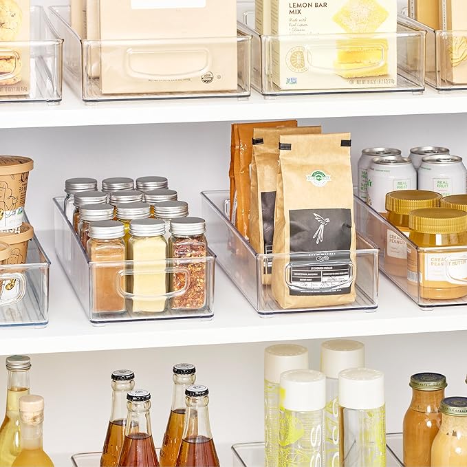 iDesign Slim Extra Long Clear Storage Bin, Narrow Stackable Organizer for Kitchen or Pantry