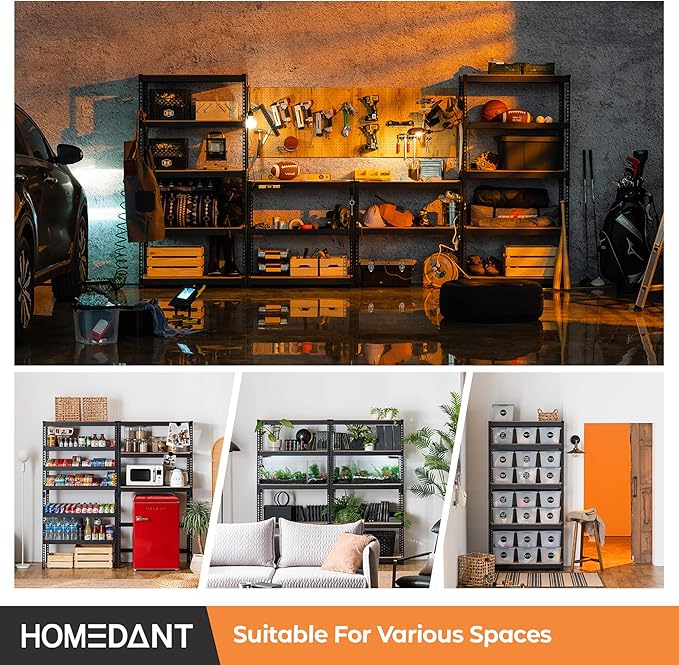 HOMEDANT 5 Tier Storage Shelves Adjustable Laminated Boltless Garage Metal Shelving Unit Heavy Duty Utility Rack Shelf Warehouse Pantry Closet Kitchen 35.9" W x 16.2" D x 71.3" H 3Pack