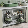 NETEL Under Sink Organizers and Storage,Kitchen Cabinet Organizer,2 Tier Under Sink Expandable Shelves，Bathroom Cabinet Organizer with Pull Out Drawers,(30.9-31.64)" W x 14.69" D x 15.83" H,Black