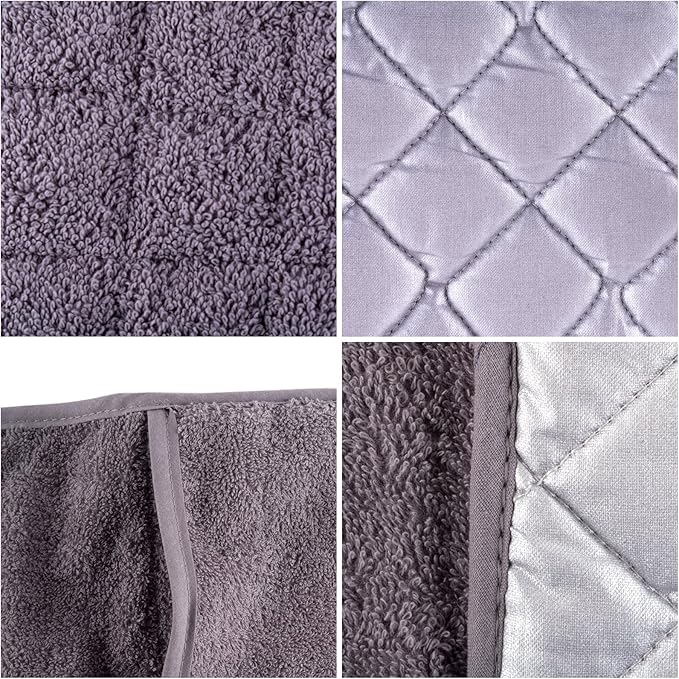 DII Basic Terry Collection 100% Cotton Quilted, Double Mitt, Gray