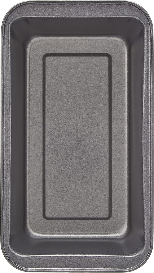 Amazon Basics Rectangular Baking Bread Loaf Pan, 9.5 x 5 Inch, Set of 2, Gray