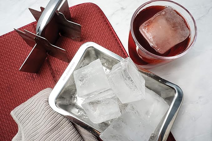 RSVP International Endurance Cocktail Collection, Retro Ice Cube Tray, Stainless Steel, Dishwasher Safe, 7.25x5x2.5"