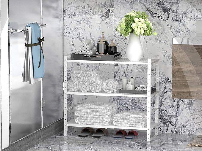 Expandable Stackable Aadjustable Shoe Rack Pantry Shelf for Kitchen Cabinets Counter Shelves Countertop Cupboard Storage Solution,Sturdy Heavy-Duty Metal Construction(3Packs/White/Medium)