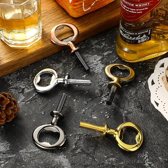 Patelai 5 Pieces Metal Bottle Opener Kit Blank Stainless Steel Bottle Opener Inserts Hardware for Wedding Wine Party DIY Project Craft Wood Turning