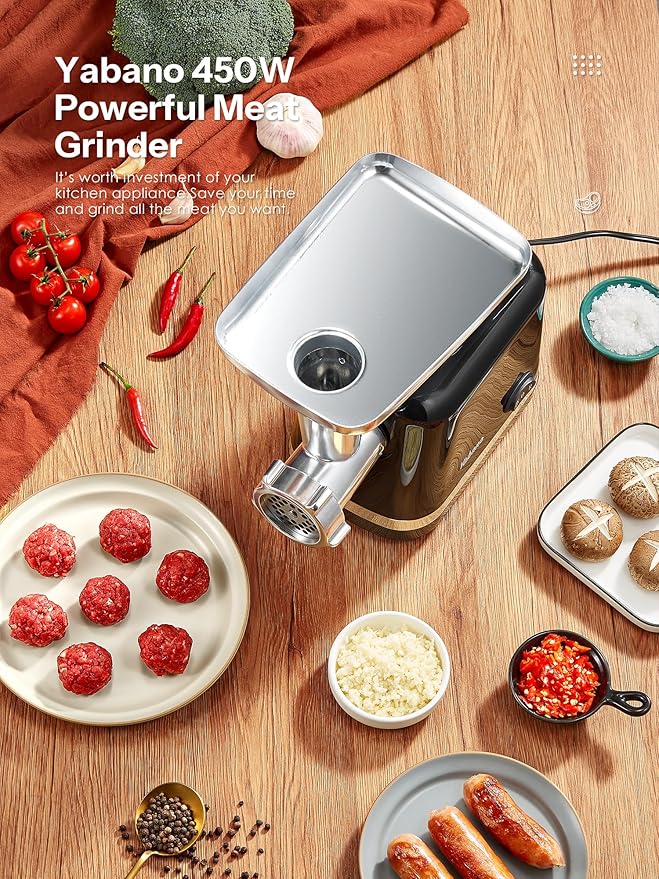 Electric Meat Grinder, Heavy Duty Meat Mincer, Sausage Stuffer Maker, Food Grinder with Sausage & Kubbe Kit, 3 Grinder Plates, Stainless Steel (Black)