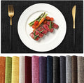 KXN Placemats Set of 6, Dual-Layer Thickened Faux Linen Table Mats, Heat Resistant & Wrinkle-Free, Machine Washable Cloth Place Mats for Kitchen Dining Indoor Outdoor (Black)
