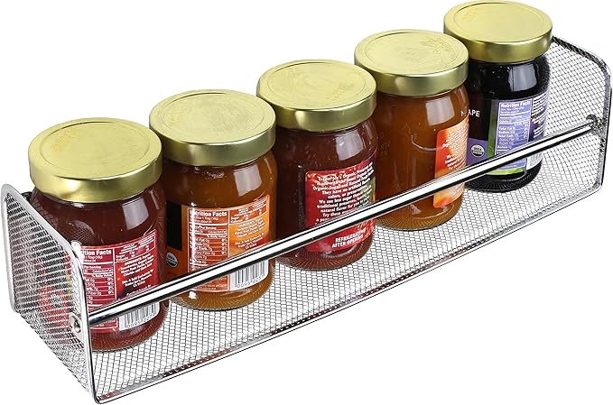 DecoBros 2 Pack Wall Mount Single Tier Mesh Spice Rack, Chrome