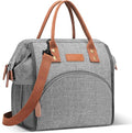 LOKASS Lunch Bag Insulated Lunch Box Wide-Open Lunch Tote Bag Large Drinks Holder Durable Nylon Snacks Organizer with Removable Shoulder Strap for Women Men Adults Work Outdoor,Grey