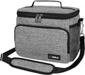 opux Insulated Lunch Bag for Men Women, Soft Lunch Box for Office Work School Picnic, Leakproof Lunch Cooler Bag with Shoulder Strap for Kid Adult Boy Girl, Medium Lunchbox Lunch Tote (Heather Gray)