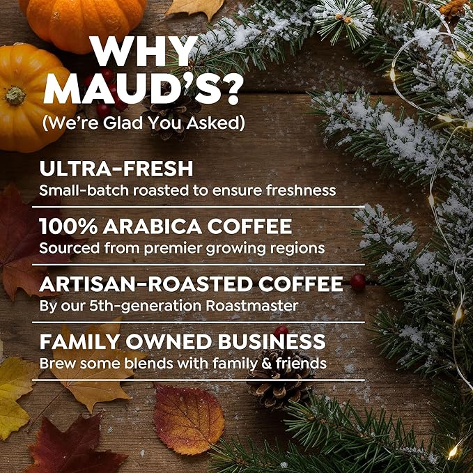 Maud’s Holiday & Fall Flavored Coffee Pods Variety Pack Bundle, 48ct, 11 Assorted Seasonal Flavors, Medium Roast Coffee in Recyclable Single Serve Pods 100% Arabica Coffee, Compatible with Keurig K Cups Maker