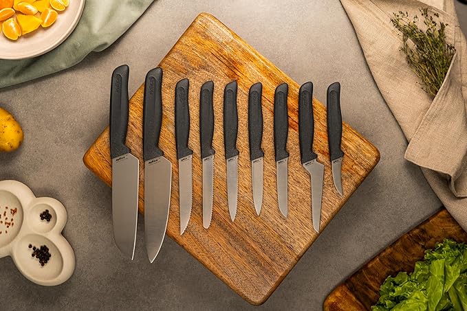 Zyliss Serrated Paring Knife – German Stainless Steel Blade with Sustainable Wheat Straw NonSlip Handle –Kitchen Knife for Fruits & Vegetables – Blade Guard Included – Dishwasher Safe – 3.9 inches