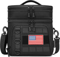 RalChyez Tactical Lunch Box for Men, Large Insulated Lunch Bag Expandable Double Deck Cooler Leakproof Waterproof Lunch Pail for Adult Women Work Office Shifts Picnic Travel Black