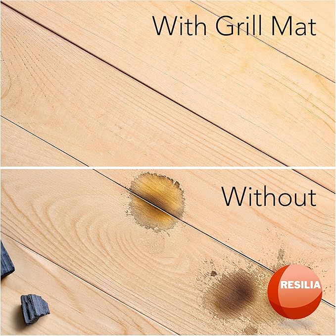 RESILIA Large Under Grill Mat – Heavy Duty, Reusable Outdoor Floor Protector Mats for Deck, Patio, & Garage – 72 Inch x 48 Inch with 12 Inch Splatter Protection Lip, Silver Diamond Plate, Made in USA