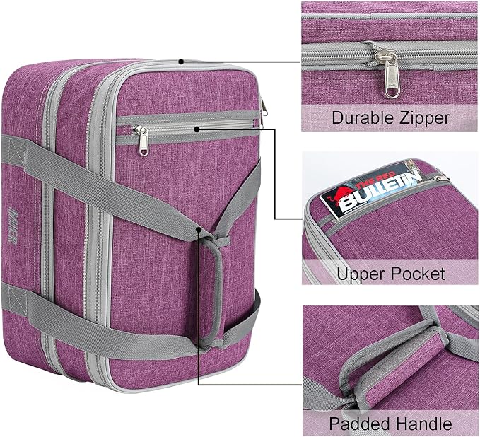 MIER Insulated Double Casserole Carrier Thermal Lunch Tote for Potluck Parties, Picnic, Beach, Fits 9 x 13 Inches Casserole Dish, Expandable by Mid Zipper, Purple