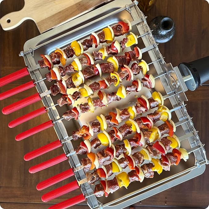 𝗦𝗽𝗶𝗻 𝗚𝗿𝗶𝗹𝗹 Add-On for Charcoal 𝗞𝗮𝗯𝗼𝗯 𝗚𝗿𝗶𝗹𝗹 – Automatic 10-Skewer Rotating System with BBQ Motor. Only works with 𝗞𝗮𝗯𝗼𝗯 𝗚𝗿𝗶𝗹𝗹 by North Grills.
