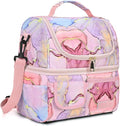 LOKASS Lunch Box for Women-Double Deck Insulated Adults Lunch Bag with Removable Shoulder Strap- Cute Wide Open Lunch Tote for Work/Office/Picnic/Beach/Travel (Pink)