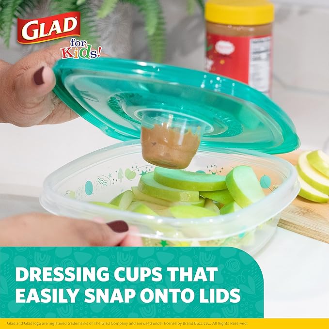 Glad for Kids GladWare Variety Pack - Back-to-School Food Storage Containers with Lids - Mixed Sizes with Rainbow and Cute Patterns - Tight-Sealing Kids Lunch Set - 26 Pieces