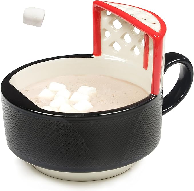 MAX'IS Creations The Hockey Mug with a Net Kids Christmas Gift Sports Gifts for Boys 8-12 Men Girls Family Gifts for Christmas Hockey Game Mom Gift, Novelty Funny Coffee Mug, 14oz