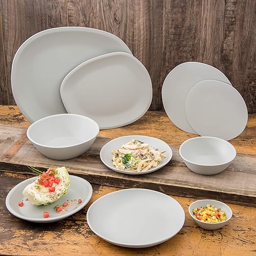 Carlisle FoodService Products Ridge Reusable Plate Rimless Plate for Home and Restaurant, Melamine, 9 Inches, Cement