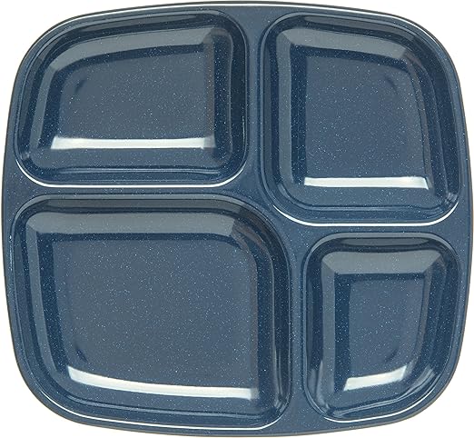 Carlisle FoodService Products Essential Food Tray, 4-Compartment Plastic Cafeteria Tray for Schools, Dining Halls, and Restaurants, Melamine, 10.5 x 9.5 Inches, Cafe Blue, (Pack of 36)