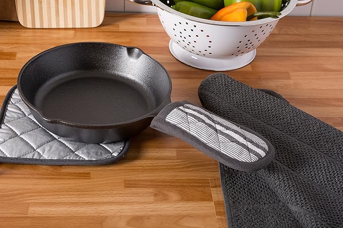 DII Double Strip Chef Kitchen Cooking & Baking Collection, Pan Handle Set, 6x3, Mineral Gray, 3 Piece