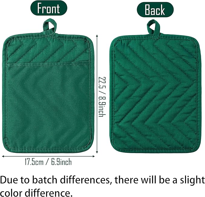 GROBRO7 5Pack Pot Holders for Kitchen Heat Resistant Cotton Potholder Multipurpose Hot Pads Machine Washable Oven Mitts with Pocket Potholders for Baking and Cooking 8.9 x 6.9 in Red Green