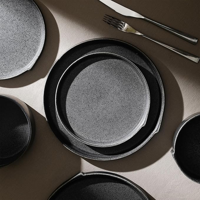 Stone Lain Bao 4-Piece Salad Plate Set Stoneware, Charcoal