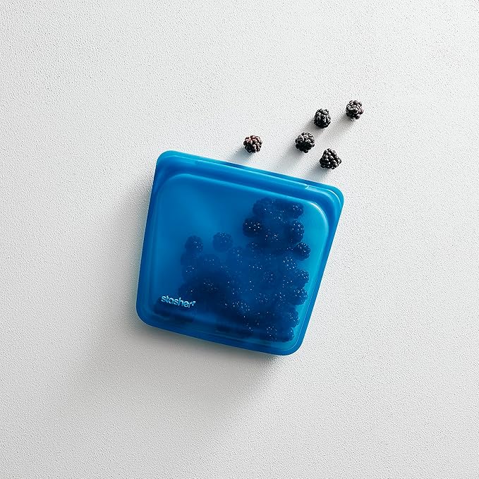 Stasher Premium Silicone Reusable Food Storage Sandwich Bag, Blueberry, Microwave, Sous Vide, Dishwasher, Oven and Freezer Safe, BPA Free, Leak-free, Eco-friendly, 28 Oz