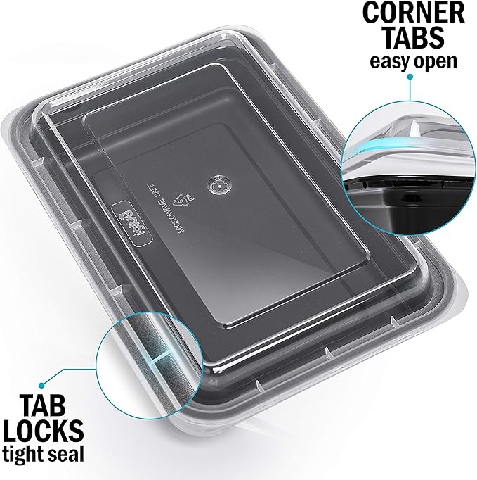 Igluu Meal Prep Containers Reusable (10 Pack) – Food Containers with Lids – Stackable, Microwave, Freezer & Dishwasher Safe – 28oz/828ml – 1 Compartment – BPA-Free