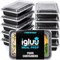 Igluu Meal Prep Containers Reusable (10 Pack) – Food Containers with Lids – Stackable, Microwave, Freezer & Dishwasher Safe – 28oz/828ml – 1 Compartment – BPA-Free