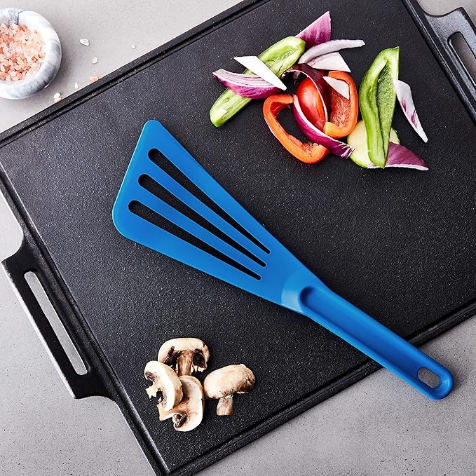 Mercer Culinary Hell's Tools Hi-Heat Slotted Spatula, 12 Inch x 3.5 Inch, Blue (Pack of 5)