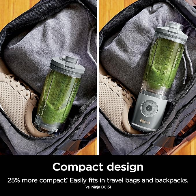 Ninja Blast Max, Portable Blender + Twist & Go, Personal Smoothie, Blend, Ice Crush, 3 Programs, Cordless, 22 oz removable Vessel, Dishwasher Safe, Leakproof, Silver, BC251SL