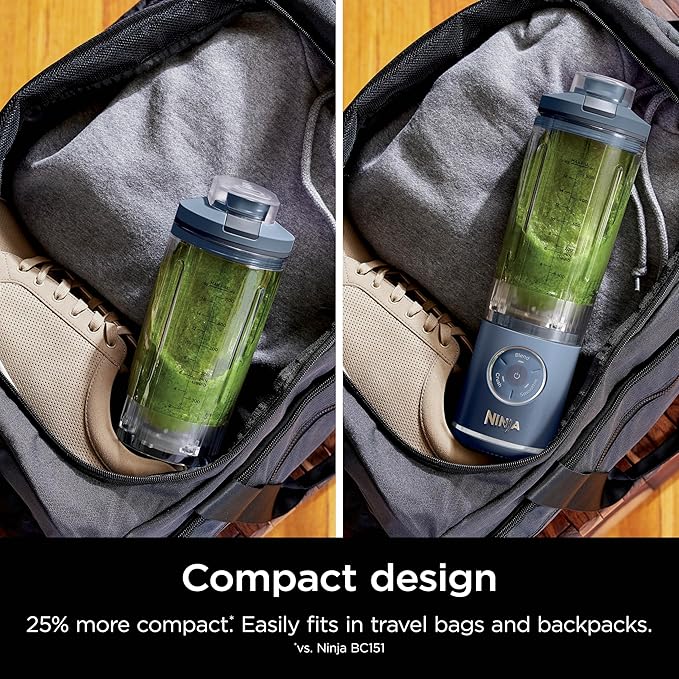 Ninja Blast Max, Portable Blender + Twist & Go, Personal Smoothie, Blend, Ice Crush, 3 Programs, Cordless, 22 oz removable Vessel, Dishwasher Safe, Leakproof, Navy, BC251NV