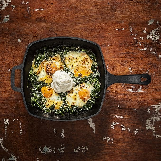 Commercial CHEF Cast Iron Skillet, 10.5” Square Pre-seasoned Cast Iron Pan