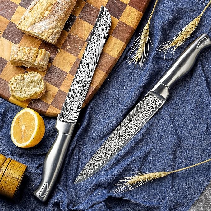 Astercook Knife Set, 15-Piece Kitchen Knife Set with Block, Built-in Knife Sharpener, German Stainless Steel Knife Block Set, Dishwasher Safe
