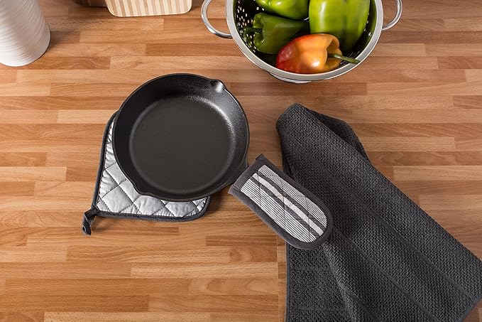 DII Double Strip Chef Kitchen Cooking & Baking Collection, Pan Handle Set, 6x3, Mineral Gray, 3 Piece