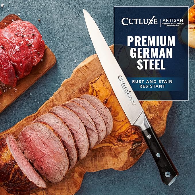 Cutluxe Turkey Carving Knife Set – Carving Fork & Knife for Meat, BBQ, Brisket – Razor Sharp Premium German Steel Full Tang, Ergonomic Handle Artisan Series