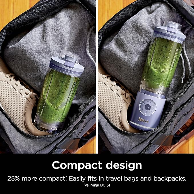 Ninja Blast Max, Portable Blender + Twist & Go, Personal Smoothie, Blend, Ice Crush, 3 Programs, Cordless, 22 oz removable Vessel, Dishwasher Safe, Leakproof, Lavender, BC251LD